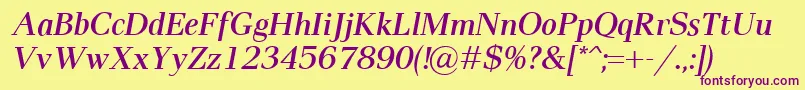 PaxSemiboldItalic Font – Purple Fonts on Yellow Background