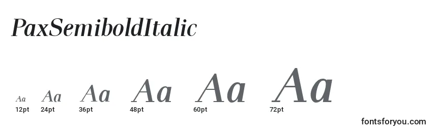 PaxSemiboldItalic Font Sizes