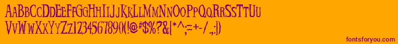 DemonNi-Schriftart – Violette Schriften auf orangefarbenem Hintergrund