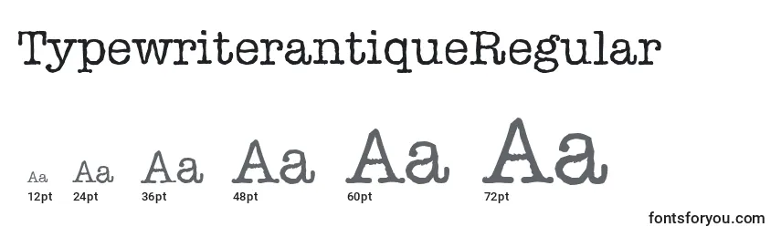 Размеры шрифта TypewriterantiqueRegular