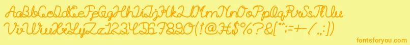 BillyjeanstyleBold-Schriftart – Orangefarbene Schriften auf gelbem Hintergrund