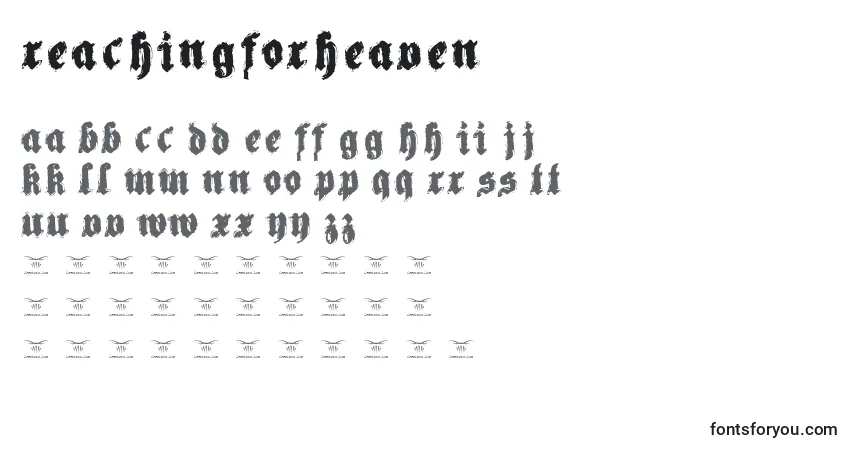 Czcionka Reachingforheaven – alfabet, cyfry, specjalne znaki
