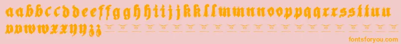 Reachingforheaven-Schriftart – Orangefarbene Schriften auf rosa Hintergrund