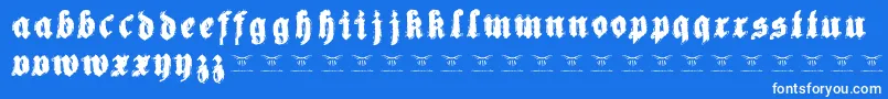 フォントReachingforheaven – 青い背景に白い文字