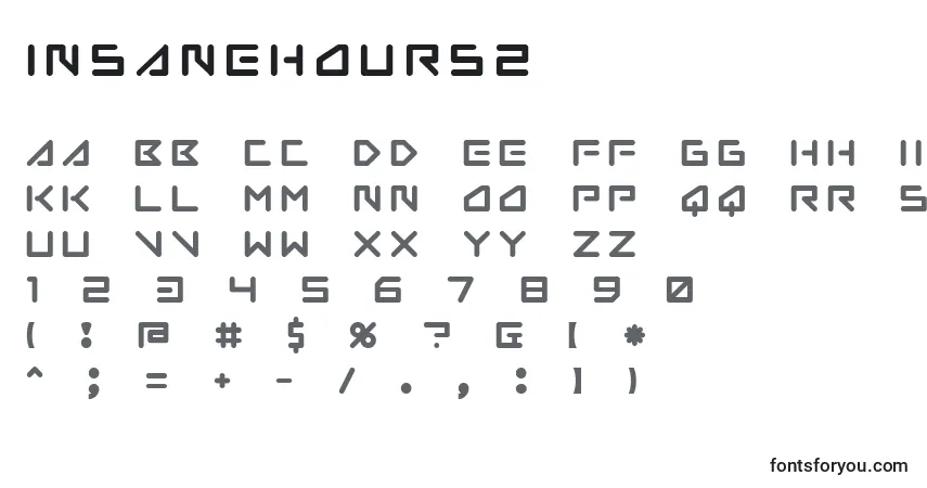 Шрифт Insanehours2 – алфавит, цифры, специальные символы