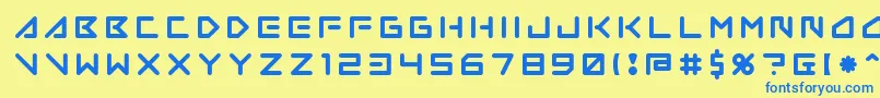 フォントInsanehours2 – 青い文字が黄色の背景にあります。