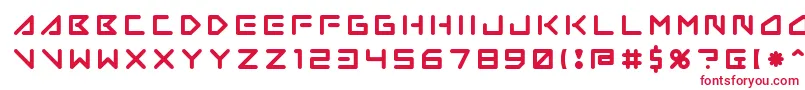 フォントInsanehours2 – 白い背景に赤い文字