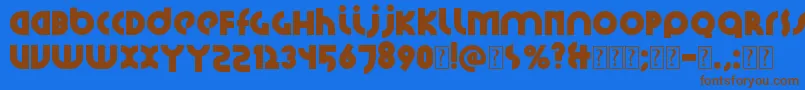 フォントSantiako2 – 茶色の文字が青い背景にあります。