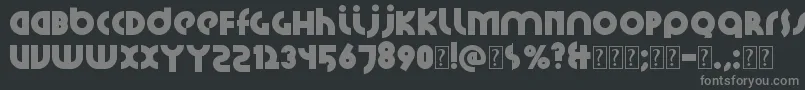 Santiako2-fontti – harmaat kirjasimet mustalla taustalla