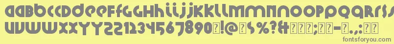 Santiako2-fontti – harmaat kirjasimet keltaisella taustalla