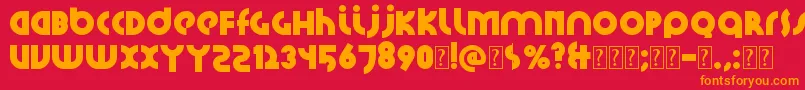 フォントSantiako2 – 赤い背景にオレンジの文字