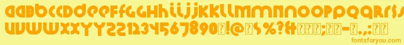 フォントSantiako2 – オレンジの文字が黄色の背景にあります。