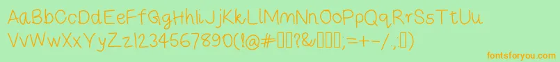 Risestarhandregular Font – Orange Fonts on Green Background