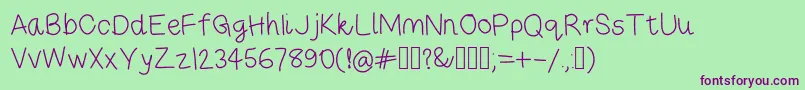 Risestarhandregular Font – Purple Fonts on Green Background