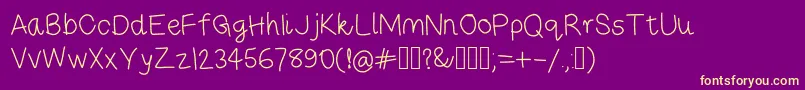 Risestarhandregular-Schriftart – Gelbe Schriften auf violettem Hintergrund