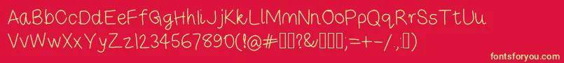 Risestarhandregular Font – Yellow Fonts on Red Background