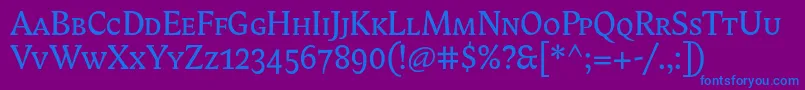 Fonte Biblonitcsmallcaps – fontes azuis em um fundo violeta