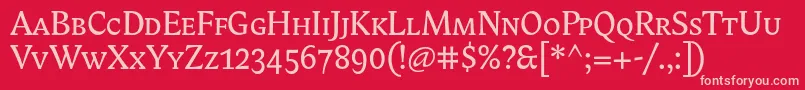 フォントBiblonitcsmallcaps – 赤い背景にピンクのフォント