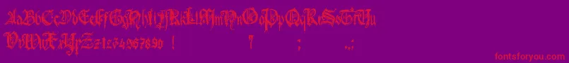 HolyroseBonbongothique-Schriftart – Rote Schriften auf violettem Hintergrund