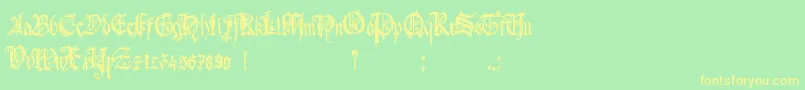 HolyroseBonbongothique-Schriftart – Gelbe Schriften auf grünem Hintergrund