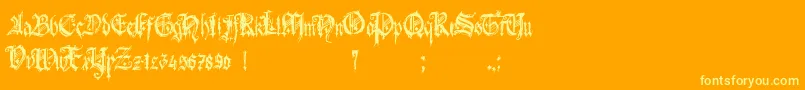 Weitere Informationen zur HolyroseBonbongothique-Schriftart HolyroseBonbongothique-Schriftart – Gelbe Schriften auf orangefarbenem Hintergrund