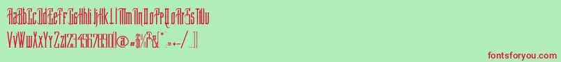 フォントProvidenceriRegular – 赤い文字の緑の背景
