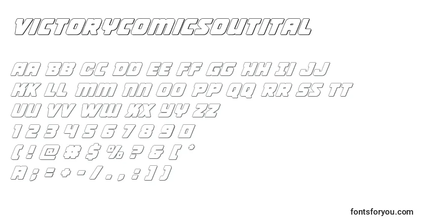 Schriftart Victorycomicsoutital – Alphabet, Zahlen, spezielle Symbole