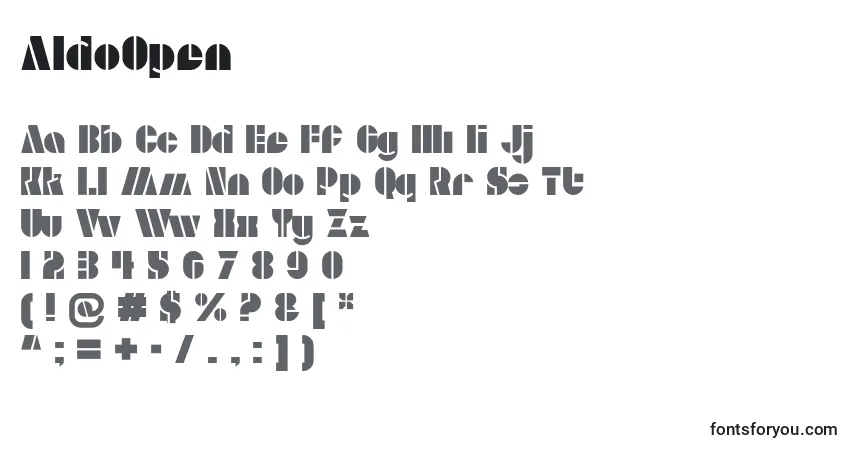 Schriftart AldoOpen – Alphabet, Zahlen, spezielle Symbole