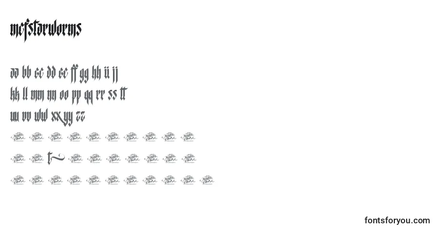Schriftart McfStarworms – Alphabet, Zahlen, spezielle Symbole