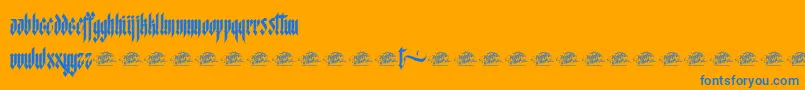 McfStarworms-Schriftart – Blaue Schriften auf orangefarbenem Hintergrund