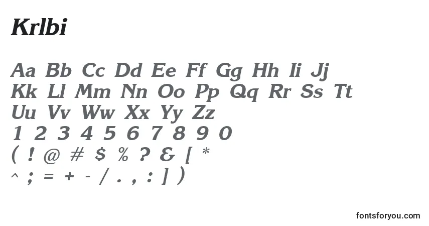 Schriftart Krlbi – Alphabet, Zahlen, spezielle Symbole