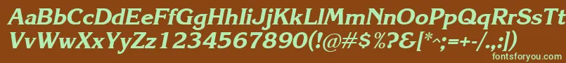 フォントKrlbi – 緑色の文字が茶色の背景にあります。