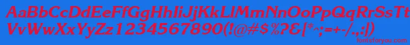 Krlbi-Schriftart – Rote Schriften auf blauem Hintergrund