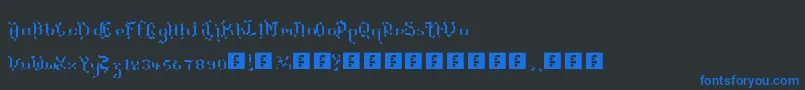 TheTerrifficKerganogggg-Schriftart – Blaue Schriften auf schwarzem Hintergrund