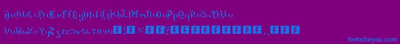 Czcionka TheTerrifficKerganogggg – niebieskie czcionki na fioletowym tle