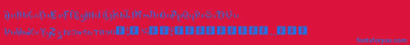 Czcionka TheTerrifficKerganogggg – niebieskie czcionki na czerwonym tle