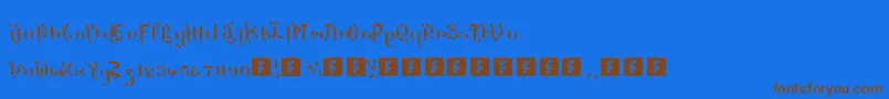 フォントTheTerrifficKerganogggg – 茶色の文字が青い背景にあります。