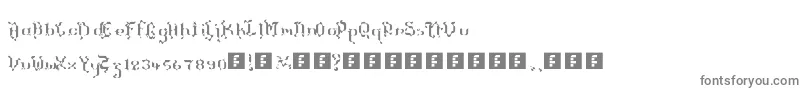 TheTerrifficKerganogggg-fontti – harmaat kirjasimet valkoisella taustalla