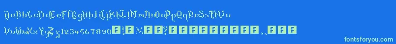 TheTerrifficKerganogggg-fontti – vihreät fontit sinisellä taustalla