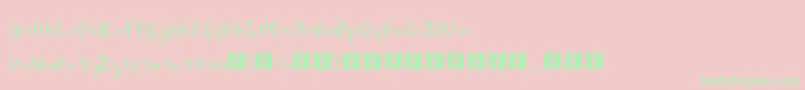 TheTerrifficKerganogggg-fontti – vihreät fontit vaaleanpunaisella taustalla