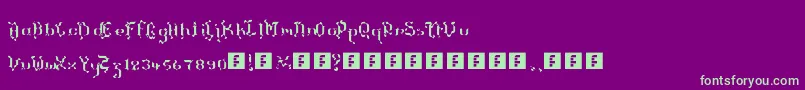 TheTerrifficKerganogggg-Schriftart – Grüne Schriften auf violettem Hintergrund