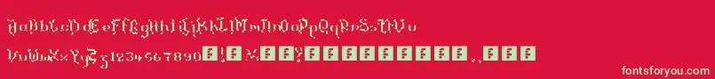 TheTerrifficKerganogggg-fontti – vihreät fontit punaisella taustalla