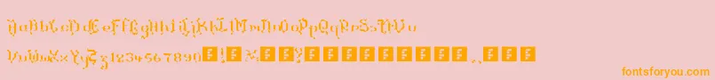 フォントTheTerrifficKerganogggg – オレンジの文字がピンクの背景にあります。
