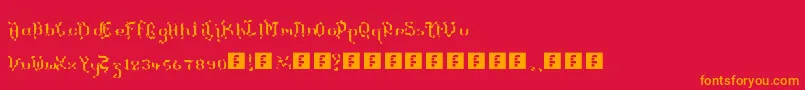 フォントTheTerrifficKerganogggg – 赤い背景にオレンジの文字