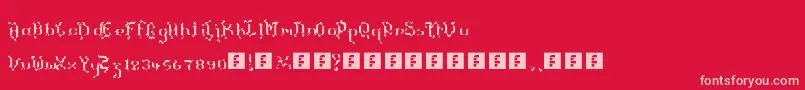 TheTerrifficKerganogggg-fontti – vaaleanpunaiset fontit punaisella taustalla