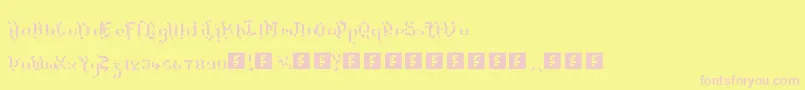 TheTerrifficKerganogggg-fontti – vaaleanpunaiset fontit keltaisella taustalla
