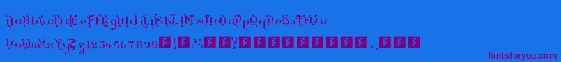 TheTerrifficKerganogggg-Schriftart – Violette Schriften auf blauem Hintergrund
