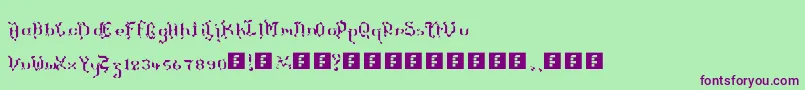 フォントTheTerrifficKerganogggg – 緑の背景に紫のフォント