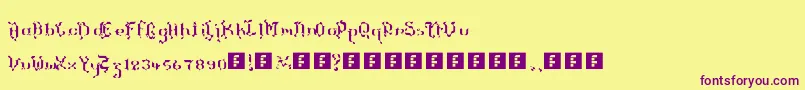 フォントTheTerrifficKerganogggg – 紫色のフォント、黄色の背景