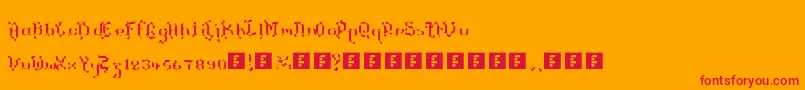 TheTerrifficKerganogggg-Schriftart – Rote Schriften auf orangefarbenem Hintergrund
